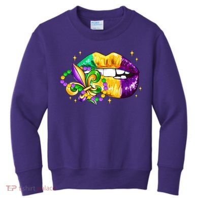 Mardi Gras Festive Lips Kids Sweatshirt