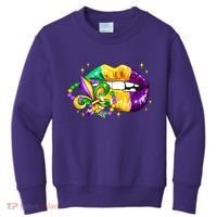 Mardi Gras Festive Lips Kids Sweatshirt thumb 0
