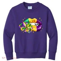 Mardi Gras Festive Lips Kids Sweatshirt thumb 0