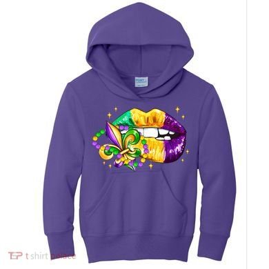 Mardi Gras Festive Lips Kids Hoodie