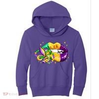 Mardi Gras Festive Lips Kids Hoodie thumb 0