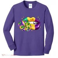 Mardi Gras Festive Lips Kids Long Sleeve Shirt thumb 0