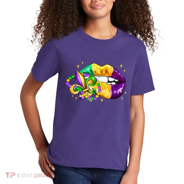Mardi Gras Festive Lips Kids T-Shirt