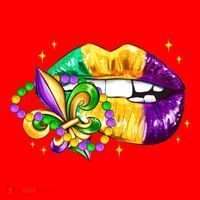 Mardi Gras Festive Lips Santa Hat thumb 1