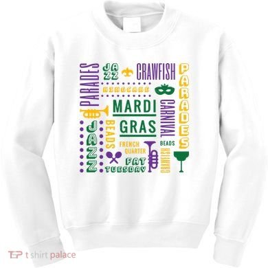Mari Gras Festive Parade Kids Sweatshirt