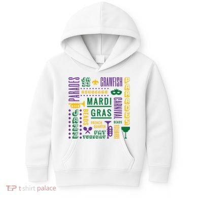 Mari Gras Festive Parade Kids Hoodie