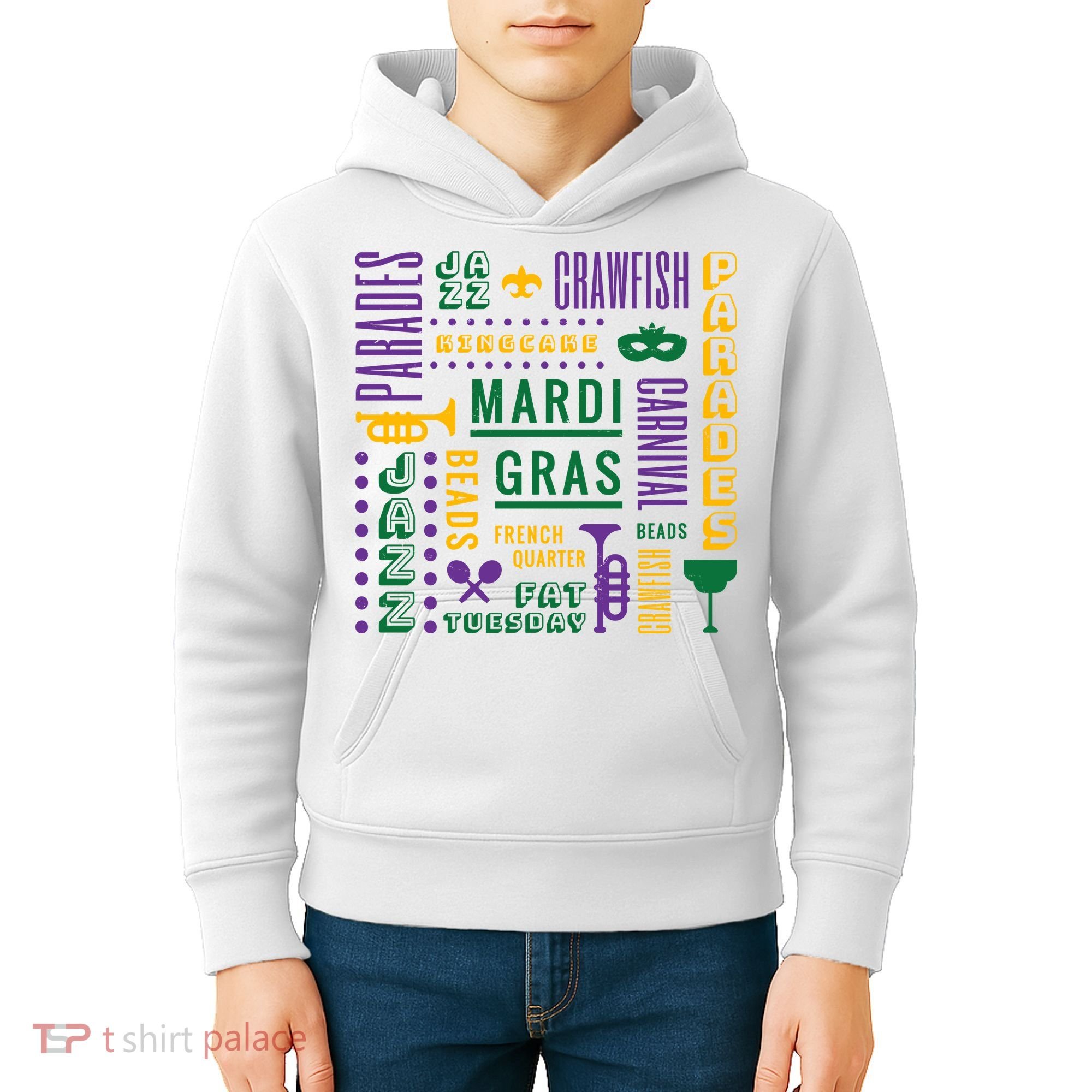Mari Gras Festive Parade Kids Hoodie