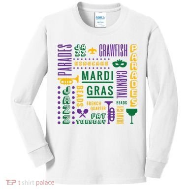 Mari Gras Festive Parade Kids Long Sleeve Shirt