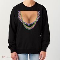 Mardi Gras Funny Gift Busty Beads Boobs New Orleans Costume Gift Women's Sweatshirt thumb 0