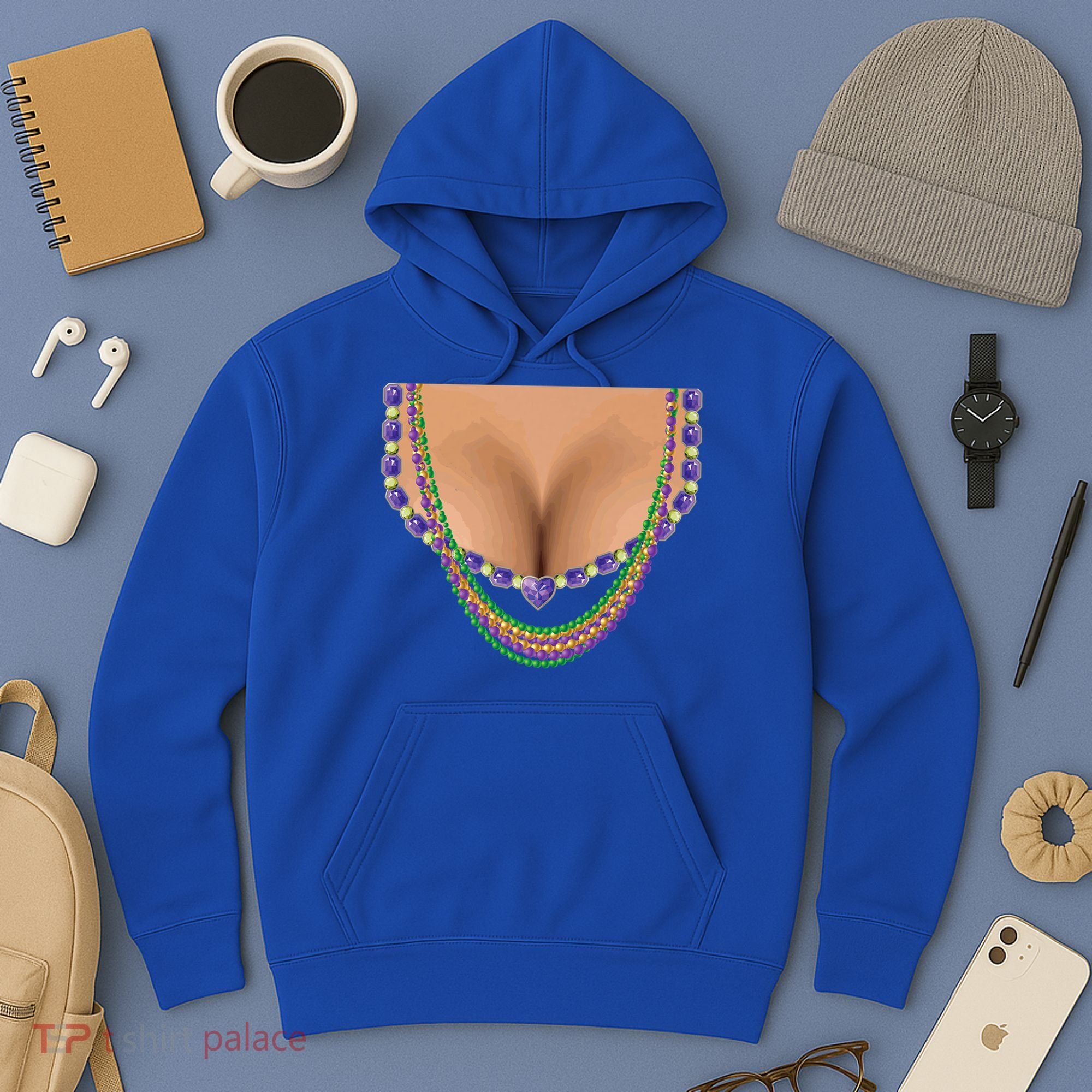 Mardi Gras Funny Gift Busty Beads Boobs New Orleans Costume Gift Hoodie