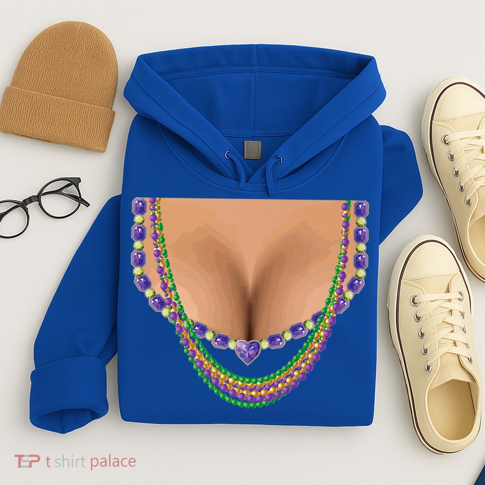 Mardi Gras Funny Gift Busty Beads Boobs New Orleans Costume Gift Hoodie