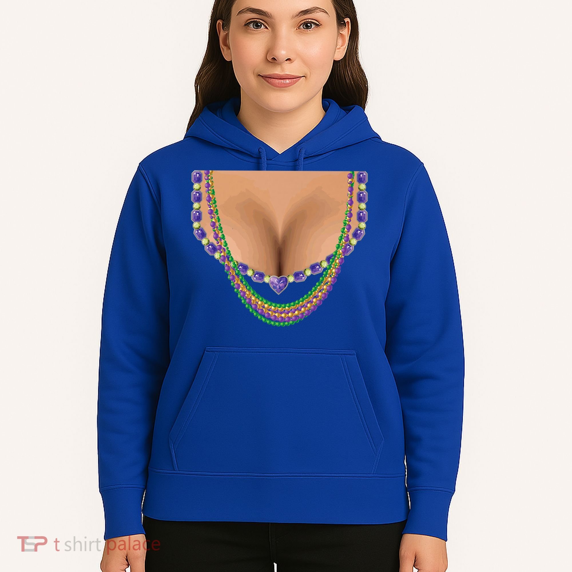 Mardi Gras Funny Gift Busty Beads Boobs New Orleans Costume Gift Hoodie