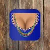 Mardi Gras Funny Gift Busty Beads Boobs New Orleans Costume Gift Coaster thumb 0