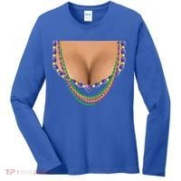 Mardi Gras Funny Gift Busty Beads Boobs New Orleans Costume Gift Women's Long Sleeve Shirt thumb 0