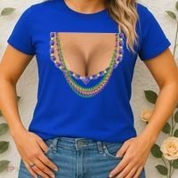 Mardi Gras Funny Gift Busty Beads Boobs New Orleans Costume Gift Women's T-Shirt thumb 2