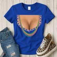 Mardi Gras Funny Gift Busty Beads Boobs New Orleans Costume Gift Women's T-Shirt thumb 3