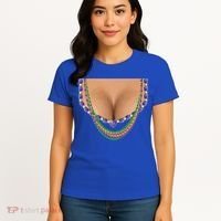 Mardi Gras Funny Gift Busty Beads Boobs New Orleans Costume Gift Women's T-Shirt thumb 4