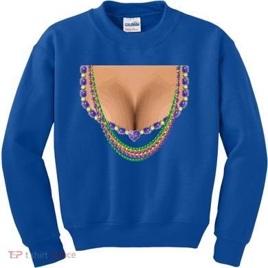 Mardi Gras Funny Gift Busty Beads Boobs New Orleans Costume Gift Kids Sweatshirt