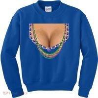 Mardi Gras Funny Gift Busty Beads Boobs New Orleans Costume Gift Kids Sweatshirt thumb 0