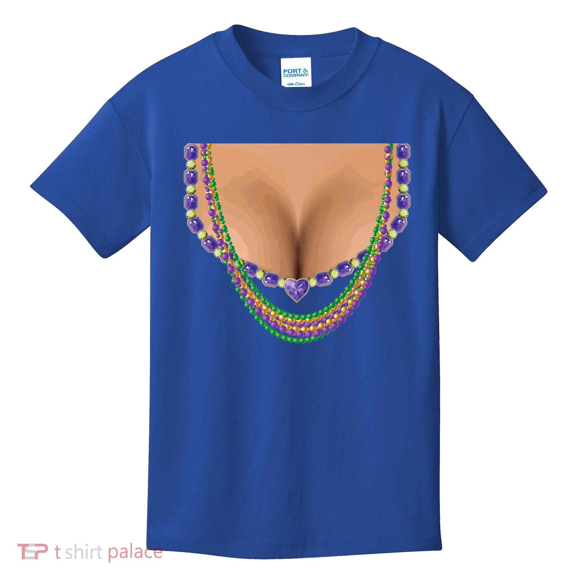 Mardi Gras Funny Gift Busty Beads Boobs New Orleans Costume Gift Kids T-Shirt