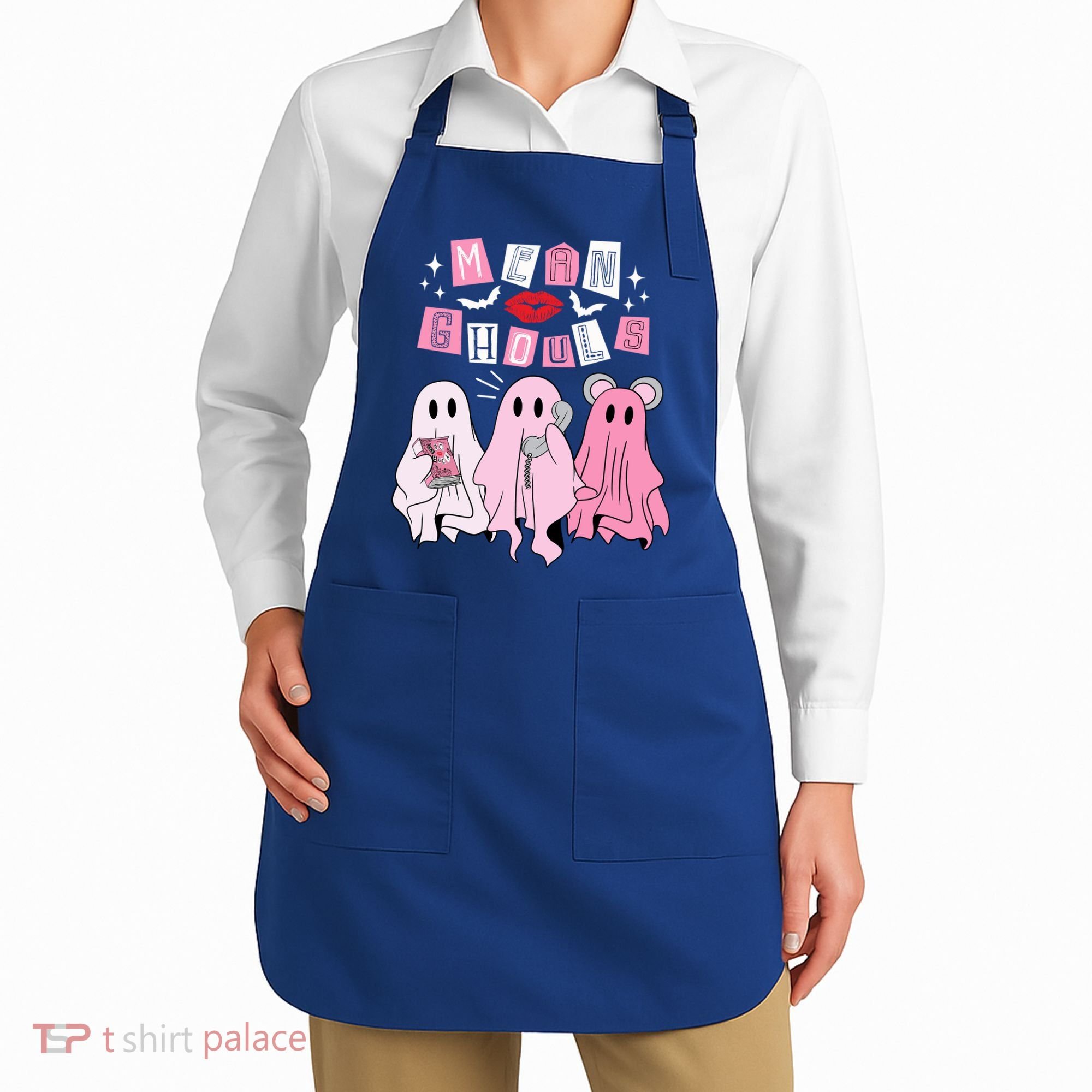 Mean Ghouls Funny Ghost Retro Scary Halloween Trick Or Treat Gift Apron