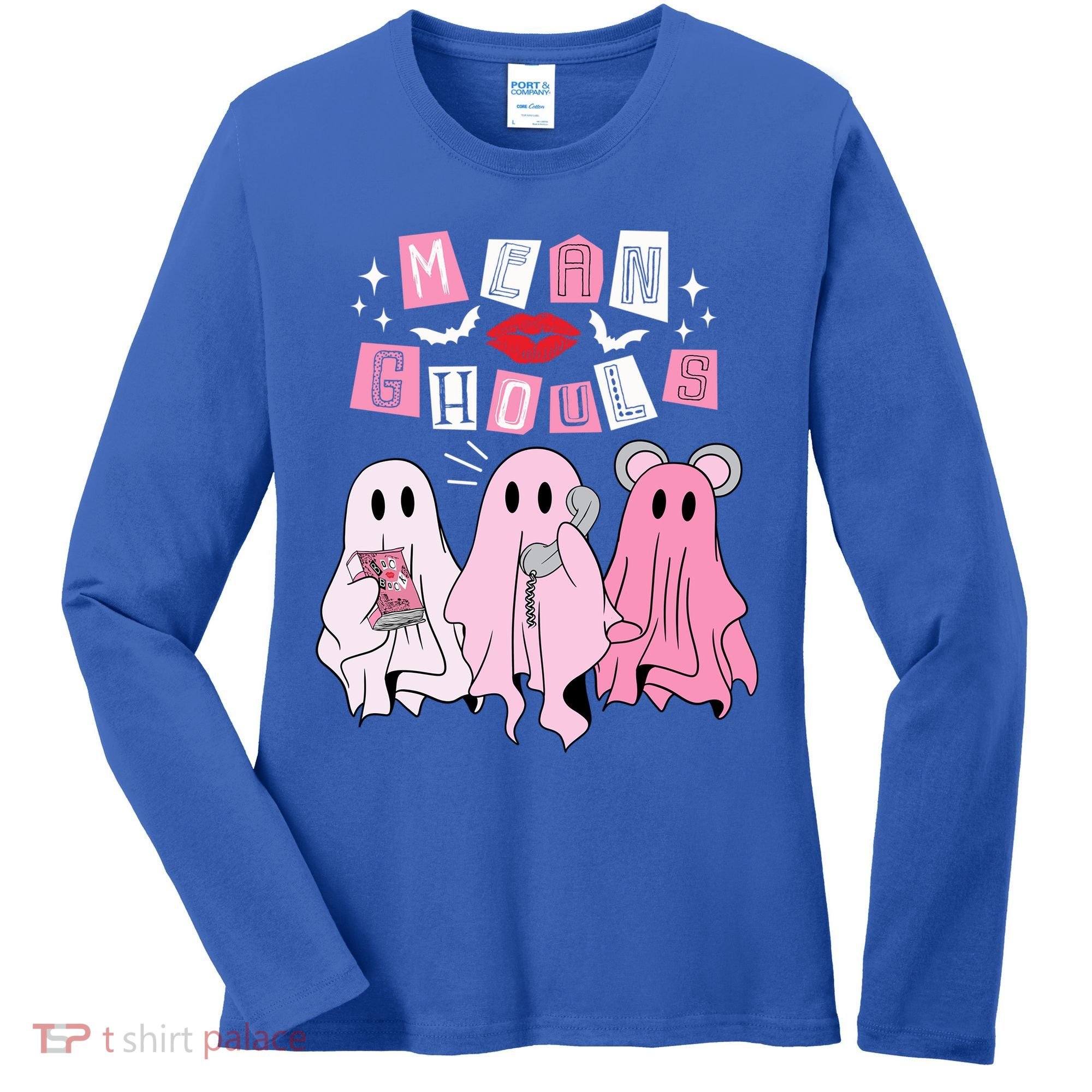 Mean Ghouls Funny Ghost Retro Scary Halloween Trick Or Treat Gift Women's Long Sleeve Shirt