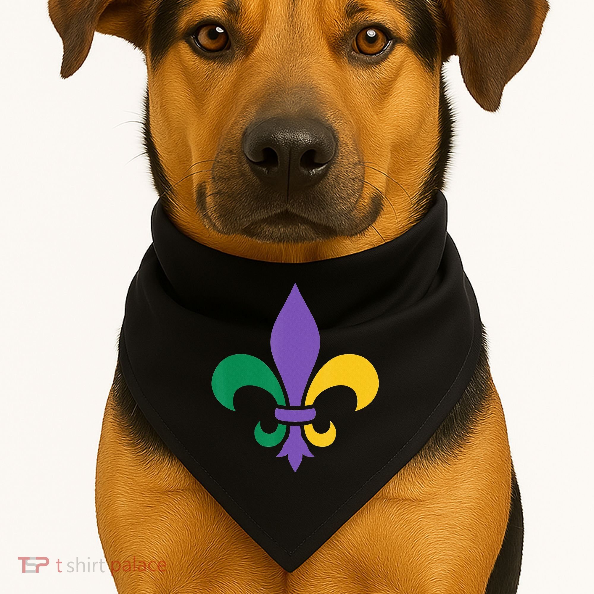 Mardi Gras fleur de lis funny festival USA-Made Doggie Bandana