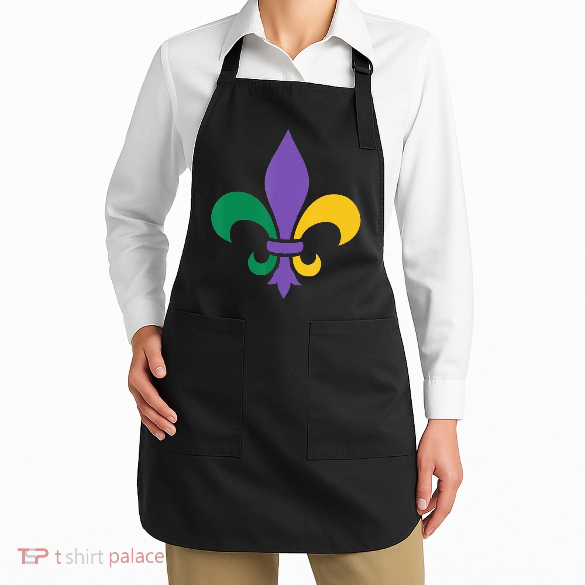 Mardi Gras fleur de lis funny festival Apron