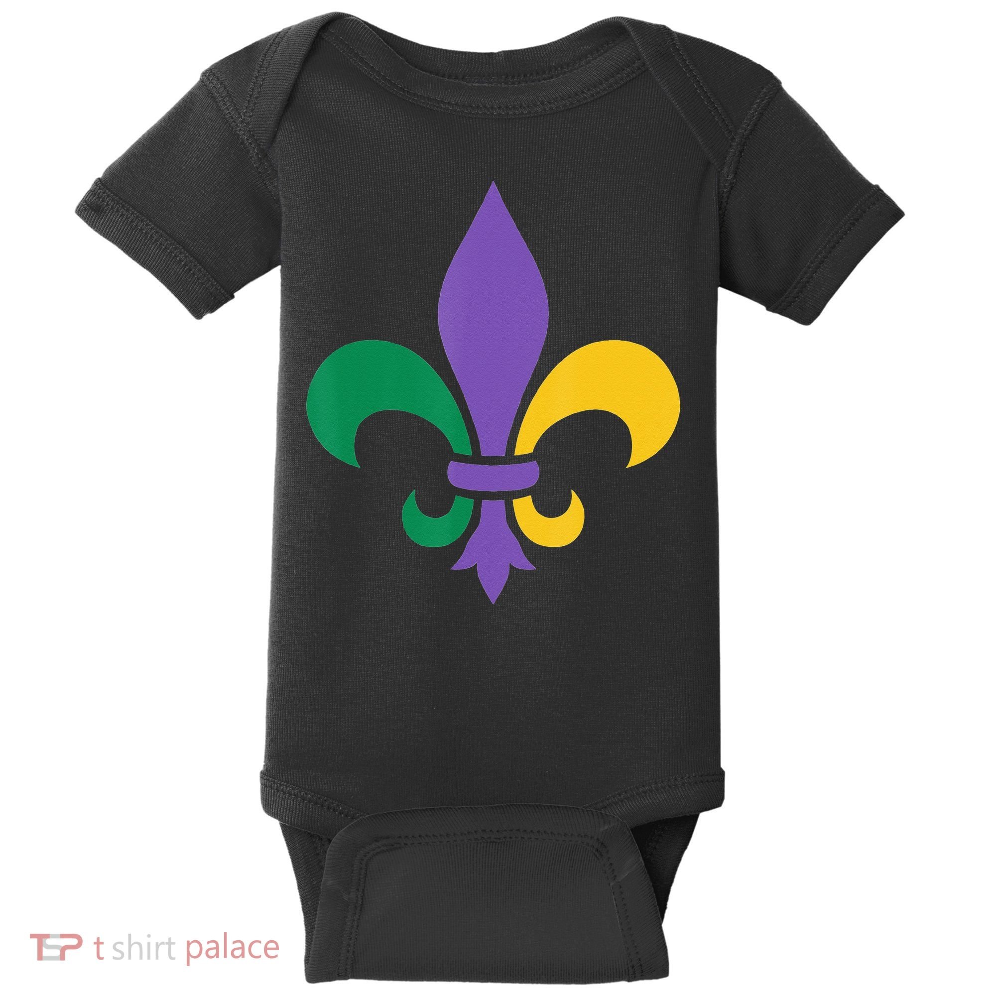 Mardi Gras fleur de lis funny festival Baby Bodysuit