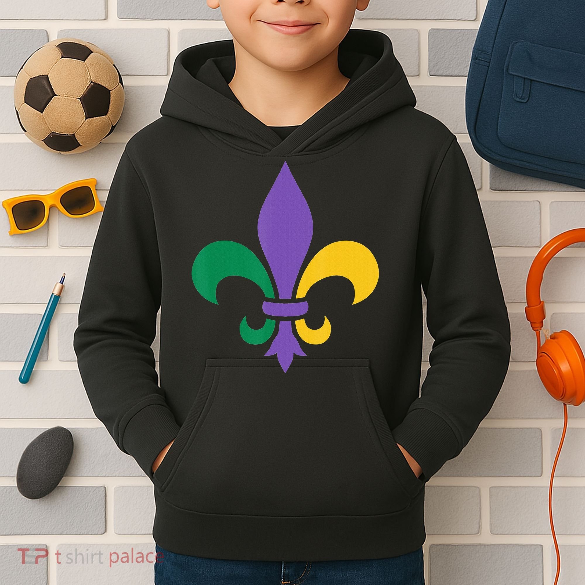 Mardi Gras fleur de lis funny festival Kids Hoodie