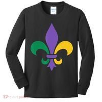 Mardi Gras fleur de lis funny festival Kids Long Sleeve Shirt thumb 0