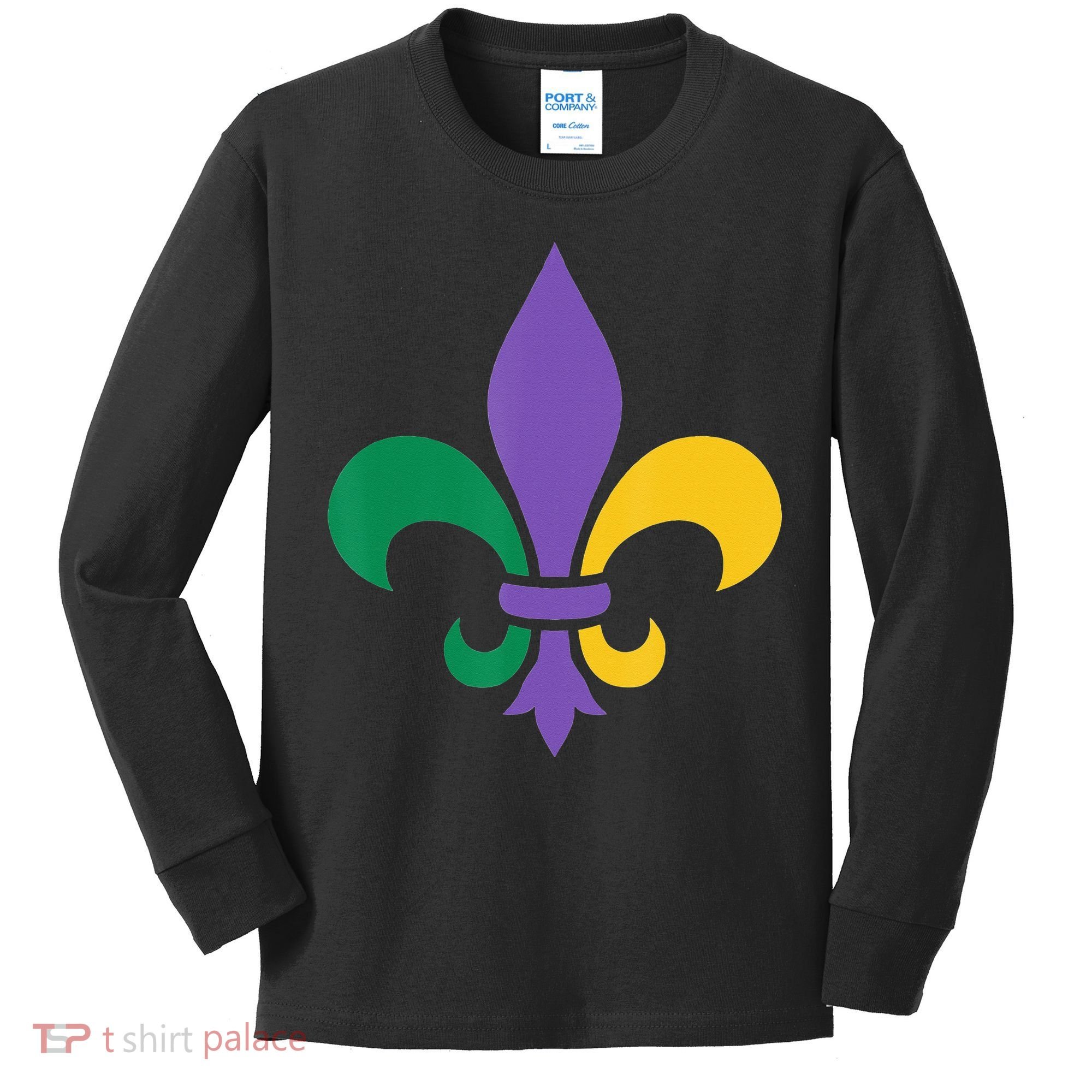 Mardi Gras fleur de lis funny festival Kids Long Sleeve Shirt
