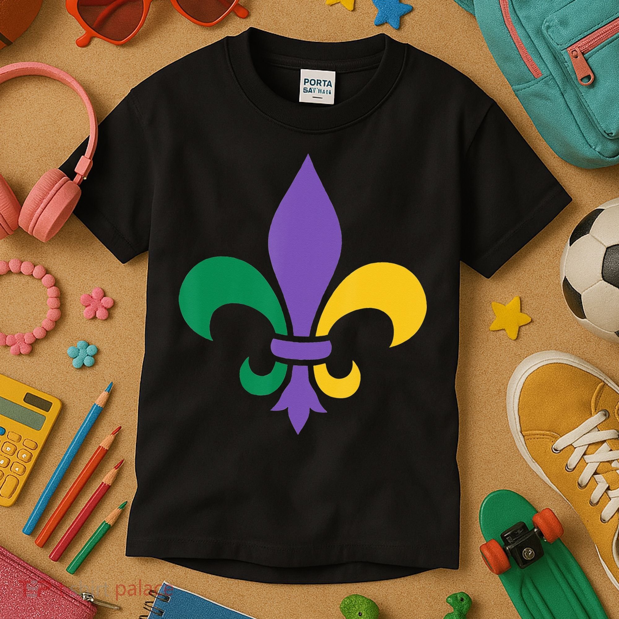 Mardi Gras fleur de lis funny festival Kids T-Shirt