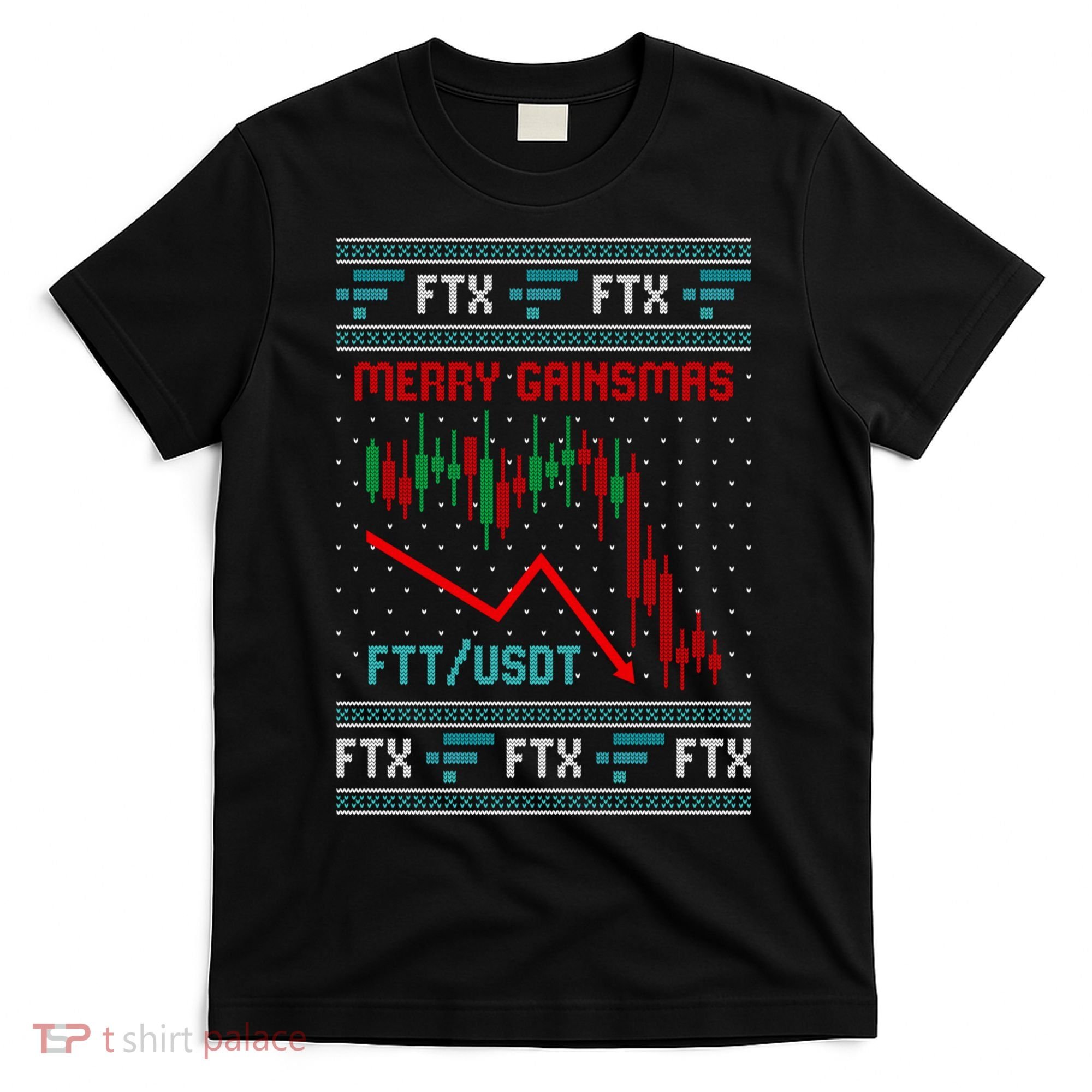 Merry Gainsmas FTX Crypto Cryptocurrency Funny Christmas Ugly Sweater T-Shirt