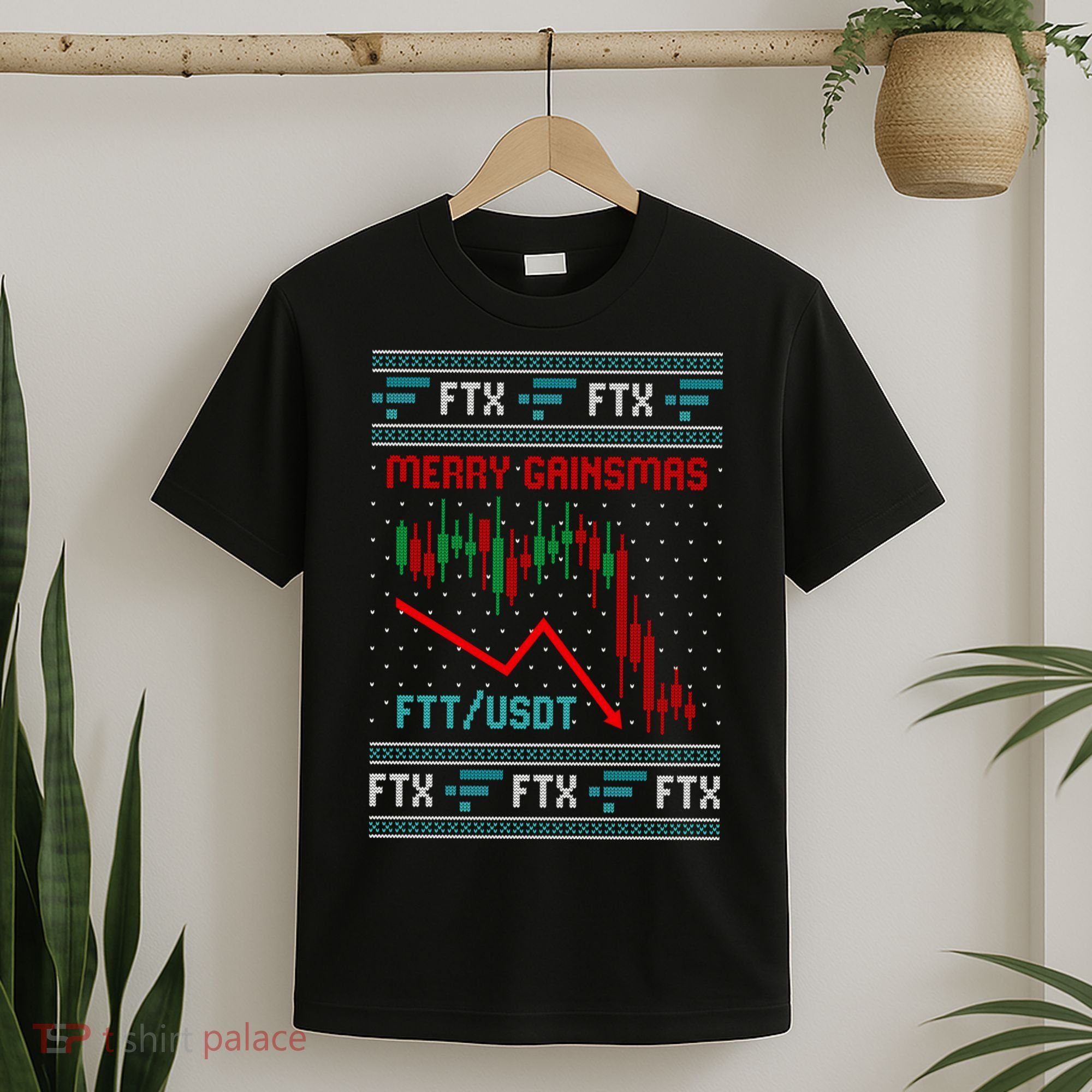 Merry Gainsmas FTX Crypto Cryptocurrency Funny Christmas Ugly Sweater T-Shirt