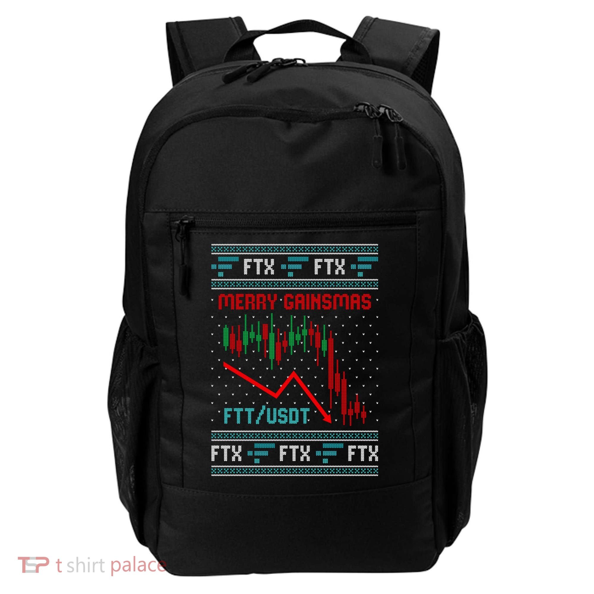 Merry Gainsmas FTX Crypto Cryptocurrency Funny Christmas Ugly Sweater Backpack