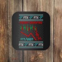 Merry Gainsmas FTX Crypto Cryptocurrency Funny Christmas Ugly Sweater Coaster thumb 0