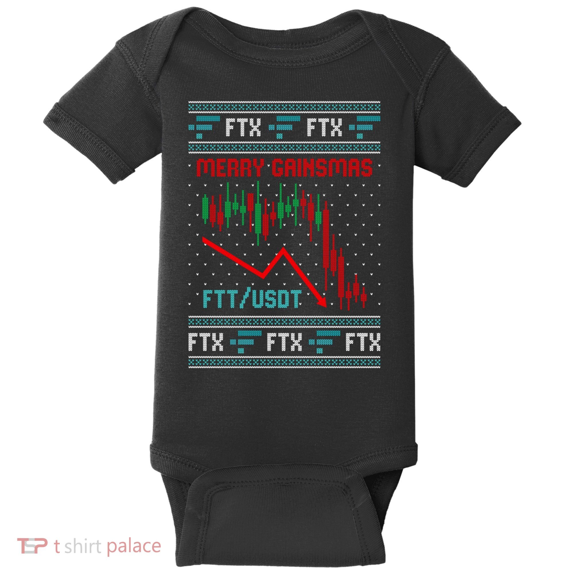 Merry Gainsmas FTX Crypto Cryptocurrency Funny Christmas Ugly Sweater Baby Bodysuit