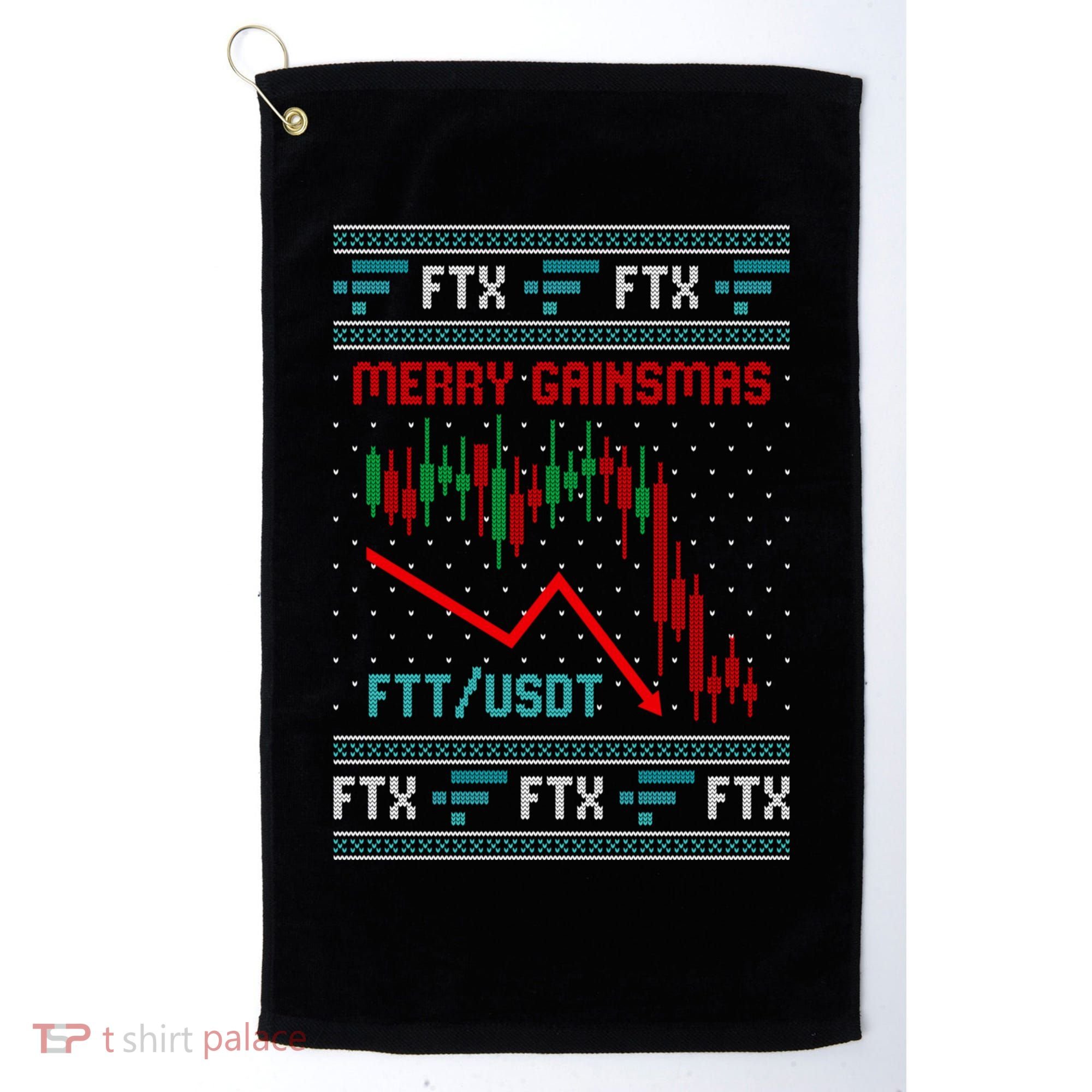 Merry Gainsmas FTX Crypto Cryptocurrency Funny Christmas Ugly Sweater Golf Towel