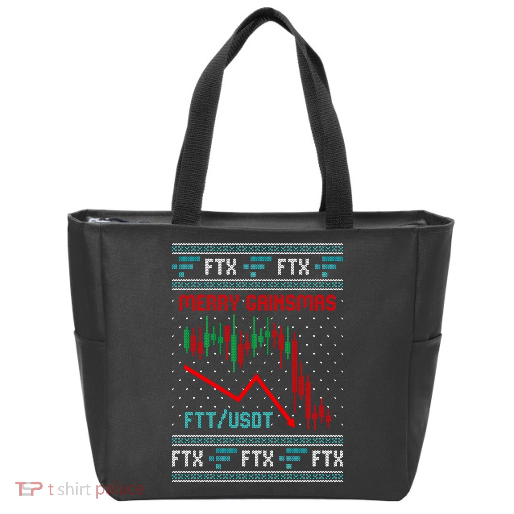 Merry Gainsmas FTX Crypto Cryptocurrency Funny Christmas Ugly Sweater Tote Bag
