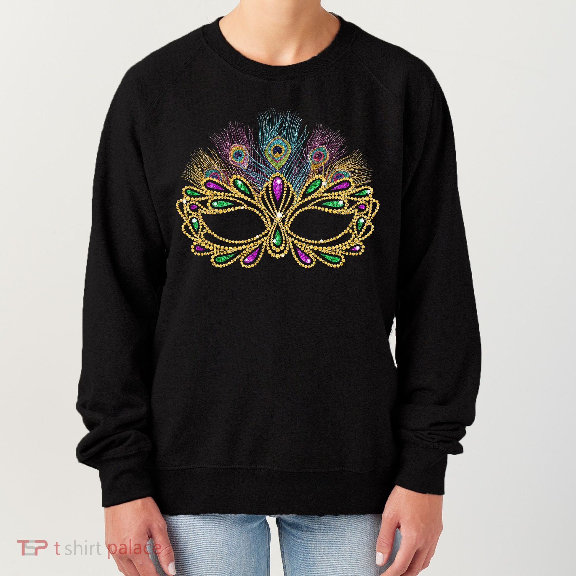 Mardi Gras Festival Mask With Feathers Carnival Women's Sweatshirt