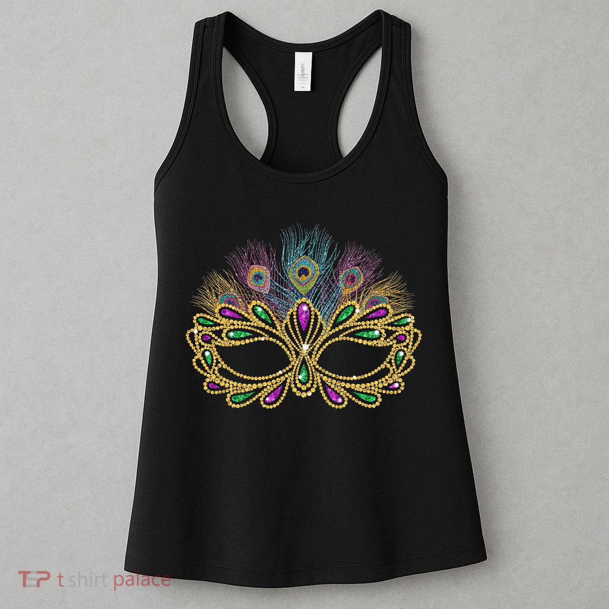 Mardi Gras Festival Mask With Feathers Carnival Women's Tank Top