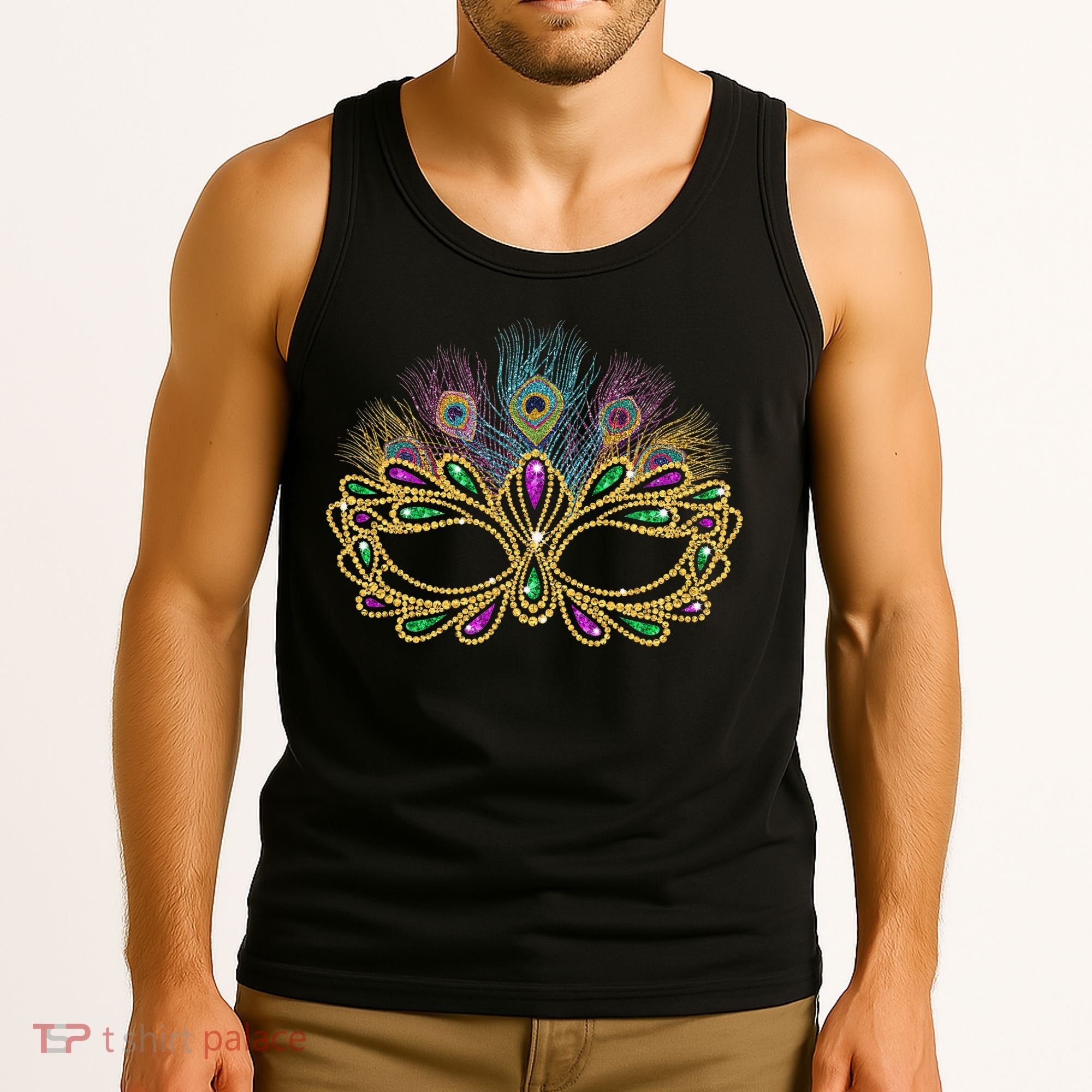 Mardi Gras Festival Mask With Feathers Carnival Tank Top