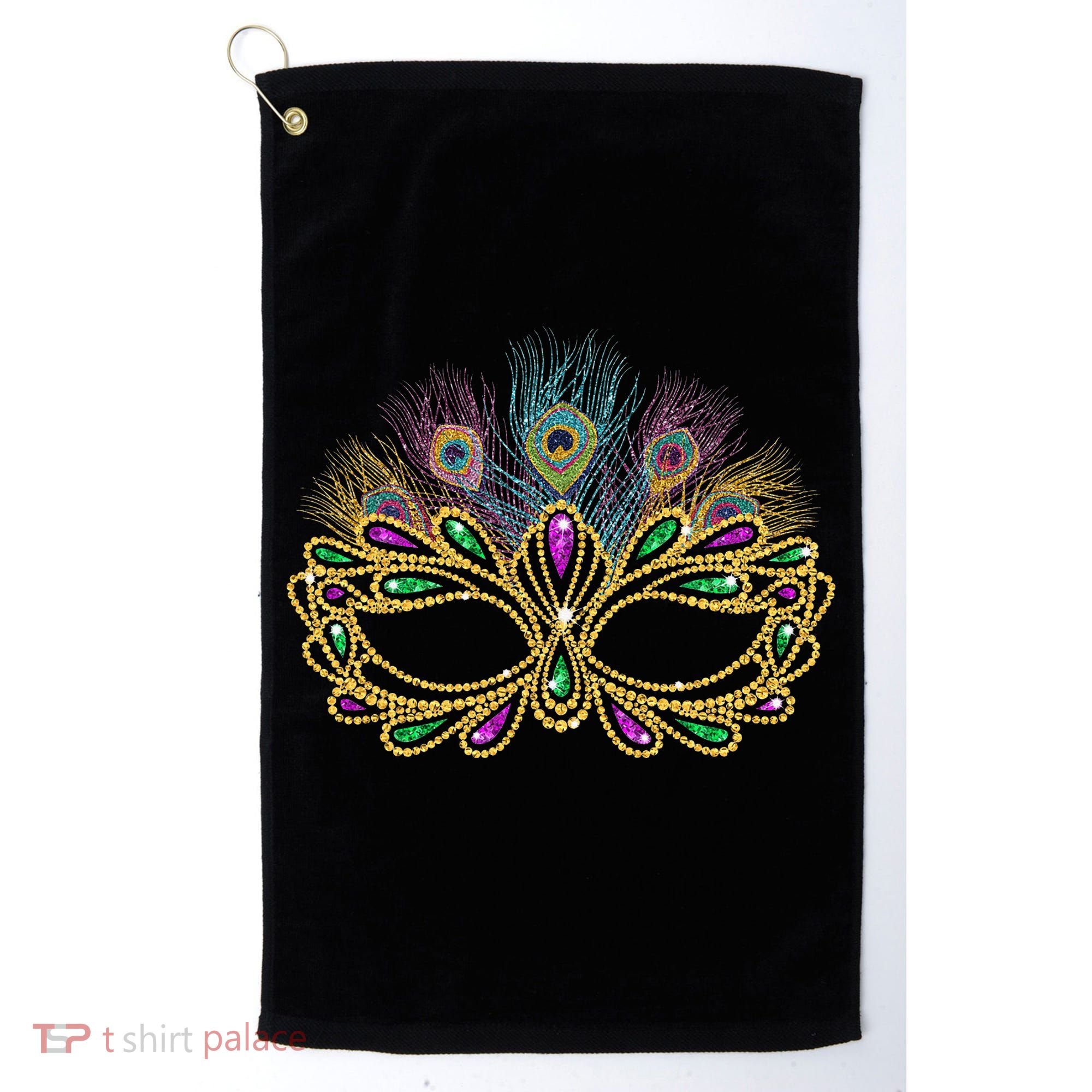 Mardi Gras Festival Mask With Feathers Carnival Golf Towel