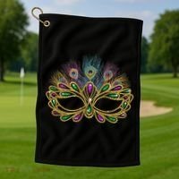 Mardi Gras Festival Mask With Feathers Carnival Golf Towel thumb 1