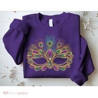 Mardi Gras Festival Mask With Feathers Carnival Sweatshirt thumb 2