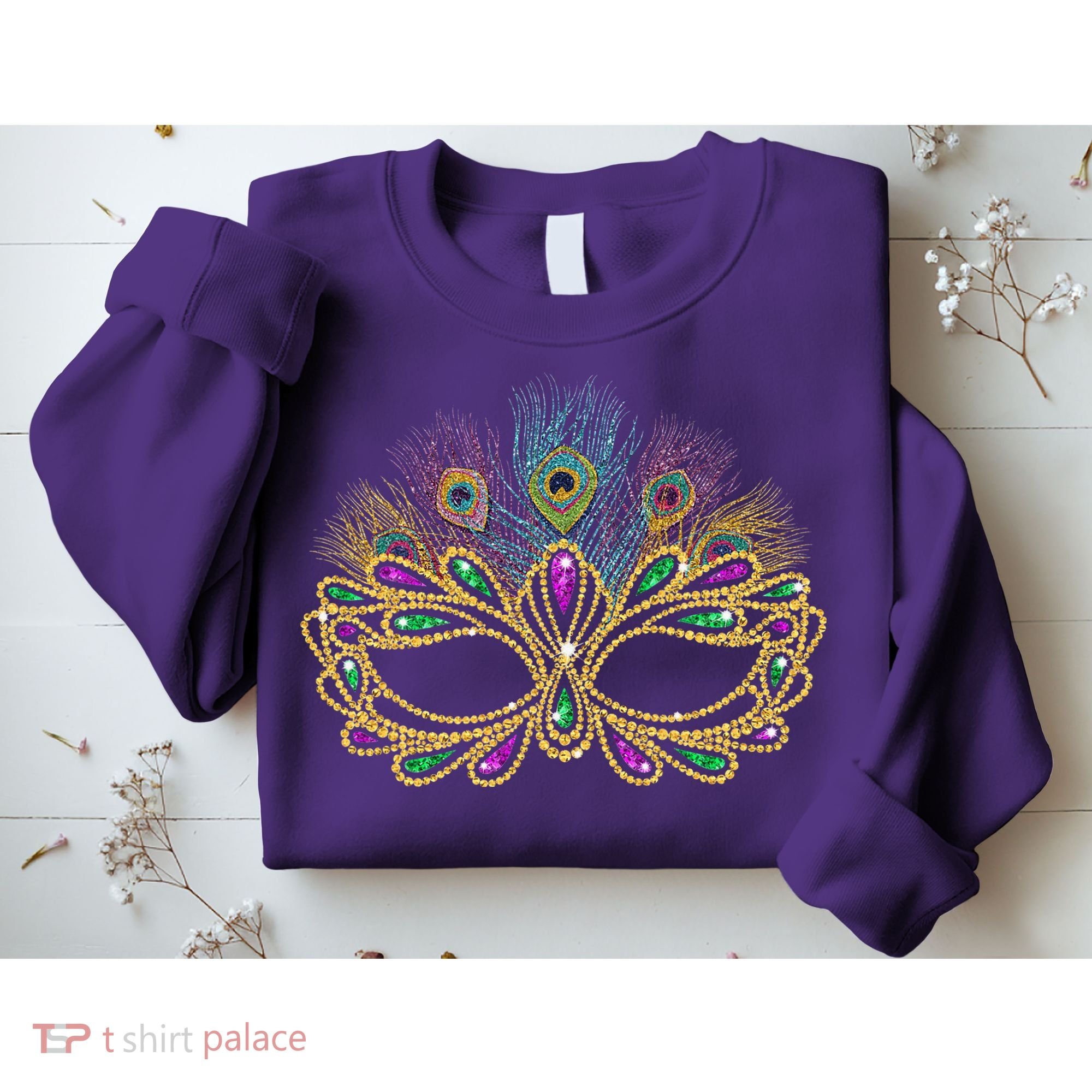 Mardi Gras Festival Mask With Feathers Carnival Sweatshirt