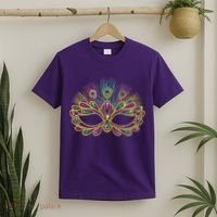 Mardi Gras Festival Mask With Feathers Carnival T-Shirt thumb 2