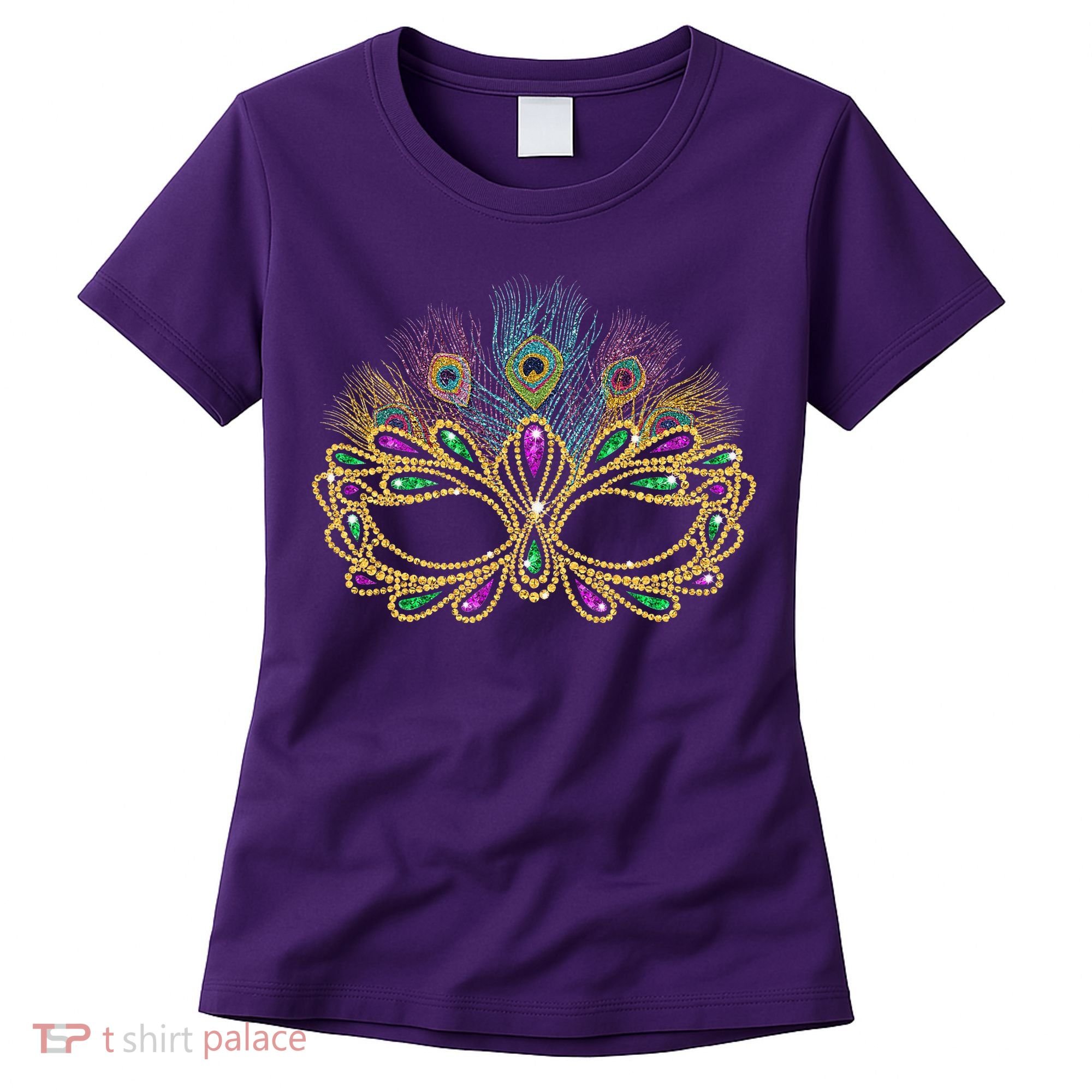 Mardi Gras Festival Mask With Feathers Carnival Women's T-Shirt