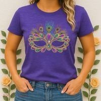 Mardi Gras Festival Mask With Feathers Carnival Women's T-Shirt thumb 2